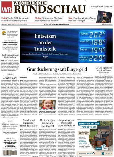 Titelbild der Ausgabe 55/2026 von Westfälische Rundschau Bad Berleburg Wittgenstein. Diese Zeitschrift und viele weitere Zeitungsabos als Abo oder epaper bei United Kiosk online kaufen.