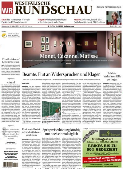 Titelbild der Ausgabe 60/2026 von Westfälische Rundschau Bad Berleburg Wittgenstein. Diese Zeitschrift und viele weitere Zeitungsabos als Abo oder epaper bei United Kiosk online kaufen.