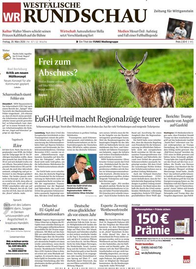 Titelbild der Ausgabe 67/2026 von Westfälische Rundschau Bad Berleburg Wittgenstein. Diese Zeitschrift und viele weitere Zeitungsabos als Abo oder epaper bei United Kiosk online kaufen.