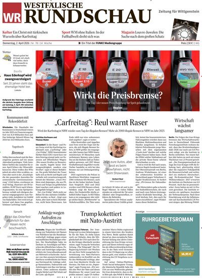 Titelbild der Ausgabe 78/2026 von Westfälische Rundschau Bad Berleburg Wittgenstein. Diese Zeitschrift und viele weitere Zeitungsabos als Abo oder epaper bei United Kiosk online kaufen.