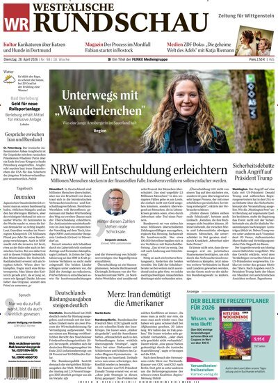 Titelbild der Ausgabe 98/2026 von Westfälische Rundschau Bad Berleburg Wittgenstein. Diese Zeitschrift und viele weitere Zeitungsabos als Abo oder epaper bei United Kiosk online kaufen.