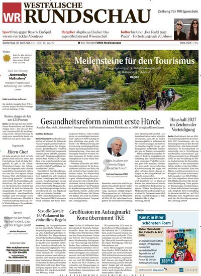 Titelbild der Ausgabe 100/2026 von Westfälische Rundschau Bad Berleburg Wittgenstein. Diese Zeitschrift und viele weitere Zeitungsabos als Abo oder epaper bei United Kiosk online kaufen.