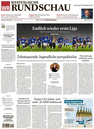 Titelbild der Ausgabe 102/2026 von Westfälische Rundschau Bad Berleburg Wittgenstein. Diese Zeitschrift und viele weitere Zeitungsabos als Abo oder epaper bei United Kiosk online kaufen.