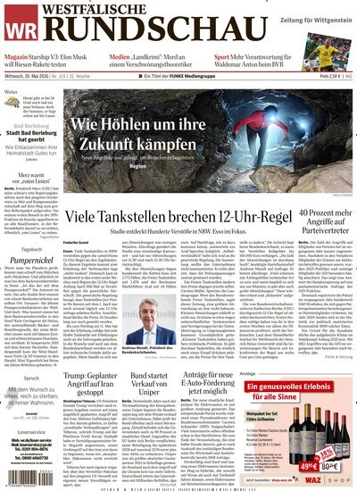 Titelbild der Ausgabe 115/2026 von Westfälische Rundschau Bad Berleburg Wittgenstein. Diese Zeitschrift und viele weitere Zeitungsabos als Abo oder epaper bei United Kiosk online kaufen.