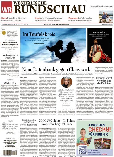 Titelbild der Ausgabe 118/2026 von Westfälische Rundschau Bad Berleburg Wittgenstein. Diese Zeitschrift und viele weitere Zeitungsabos als Abo oder epaper bei United Kiosk online kaufen.