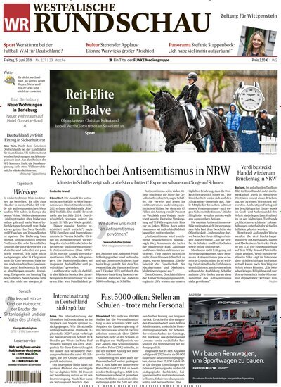 Titelbild der Ausgabe 127/2026 von Westfälische Rundschau Bad Berleburg Wittgenstein. Diese Zeitschrift und viele weitere Zeitungsabos als Abo oder epaper bei United Kiosk online kaufen.