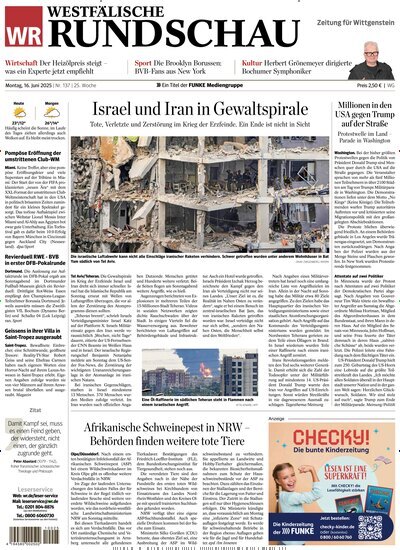 Titelbild der Ausgabe 137/2025 von Westfälische Rundschau Bad Berleburg Wittgenstein. Diese Zeitschrift und viele weitere Zeitungsabos als Abo oder epaper bei United Kiosk online kaufen.