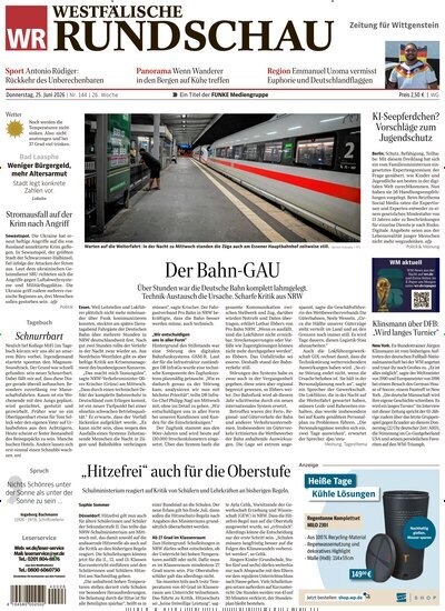 Titelbild der Ausgabe 144/2026 von Westfälische Rundschau Bad Berleburg Wittgenstein. Diese Zeitschrift und viele weitere Zeitungsabos als Abo oder epaper bei United Kiosk online kaufen.