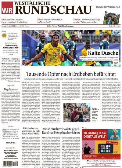 Titelbild der Ausgabe 145/2026 von Westfälische Rundschau Bad Berleburg Wittgenstein. Diese Zeitschrift und viele weitere Zeitungsabos als Abo oder epaper bei United Kiosk online kaufen.