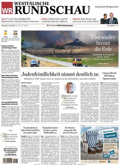 Titelbild der Ausgabe 149/2025 von Westfälische Rundschau Bad Berleburg Wittgenstein. Diese Zeitschrift und viele weitere Zeitungsabos als Abo oder epaper bei United Kiosk online kaufen.