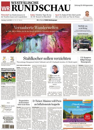 Titelbild der Ausgabe 153/2025 von Westfälische Rundschau Bad Berleburg Wittgenstein. Diese Zeitschrift und viele weitere Zeitungsabos als Abo oder epaper bei United Kiosk online kaufen.