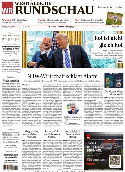 Titelbild der Ausgabe 154/2026 von Westfälische Rundschau Bad Berleburg Wittgenstein. Diese Zeitschrift und viele weitere Zeitungsabos als Abo oder epaper bei United Kiosk online kaufen.