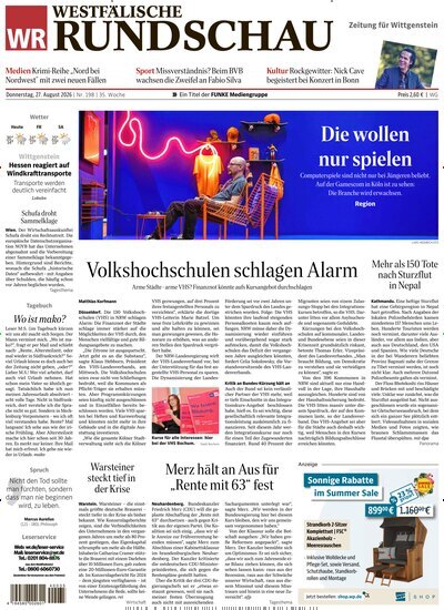Titelbild der Ausgabe 198/2026 von Westfälische Rundschau Bad Berleburg Wittgenstein. Diese Zeitschrift und viele weitere Zeitungsabos als Abo oder epaper bei United Kiosk online kaufen.