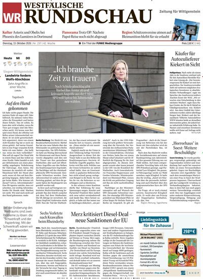 Titelbild der Ausgabe 237/2026 von Westfälische Rundschau Bad Berleburg Wittgenstein. Diese Zeitschrift und viele weitere Zeitungsabos als Abo oder epaper bei United Kiosk online kaufen.