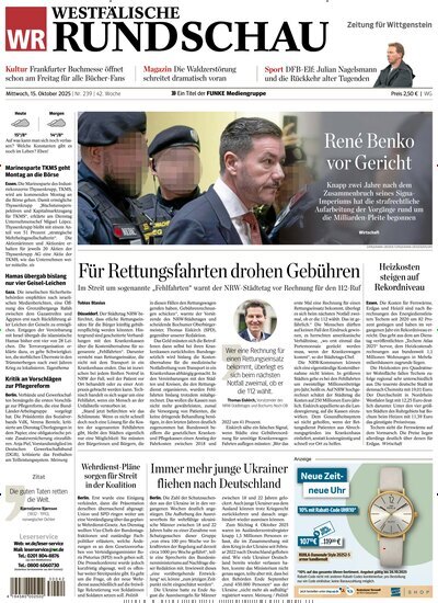 Titelbild der Ausgabe 239/2025 von Westfälische Rundschau Bad Berleburg Wittgenstein. Diese Zeitschrift und viele weitere Zeitungsabos als Abo oder epaper bei United Kiosk online kaufen.