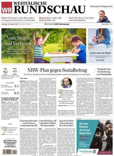 Titelbild der Ausgabe 242/2025 von Westfälische Rundschau Bad Berleburg Wittgenstein. Diese Zeitschrift und viele weitere Zeitungsabos als Abo oder epaper bei United Kiosk online kaufen.