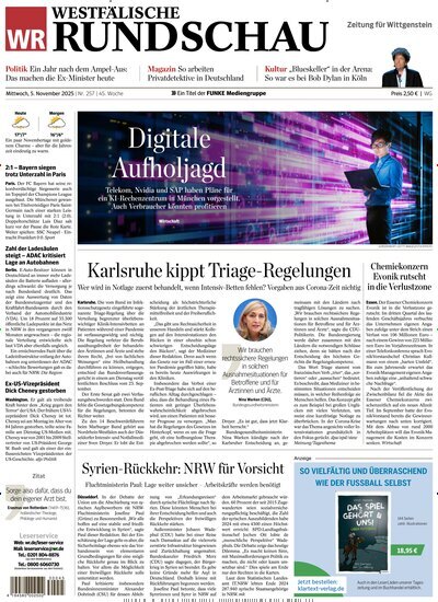 Titelbild der Ausgabe 256/2025 von Westfälische Rundschau Bad Berleburg Wittgenstein. Diese Zeitschrift und viele weitere Zeitungsabos als Abo oder epaper bei United Kiosk online kaufen.