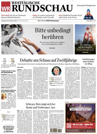Titelbild der Ausgabe 277/2025 von Westfälische Rundschau Bad Berleburg Wittgenstein. Diese Zeitschrift und viele weitere Zeitungsabos als Abo oder epaper bei United Kiosk online kaufen.
