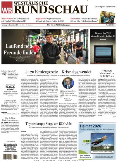 Titelbild der Ausgabe 284/2025 von Westfälische Rundschau Dortmund. Diese Zeitschrift und viele weitere Zeitungsabos als Abo oder epaper bei United Kiosk online kaufen.