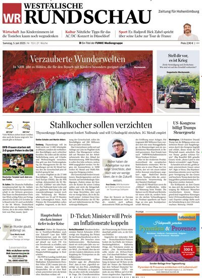 Titelbild der Ausgabe 153/2025 von Westfälische Rundschau Hagen Hohenlimburg. Diese Zeitschrift und viele weitere Zeitungsabos als Abo oder epaper bei United Kiosk online kaufen.