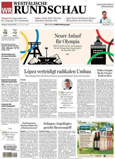 Titelbild der Ausgabe 123/2025 von Westfälische Rundschau Wetter. Diese Zeitschrift und viele weitere Zeitungsabos als Abo oder epaper bei United Kiosk online kaufen.