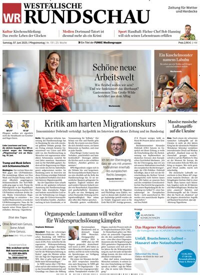 Titelbild der Ausgabe 131/2025 von Westfälische Rundschau Wetter. Diese Zeitschrift und viele weitere Zeitungsabos als Abo oder epaper bei United Kiosk online kaufen.