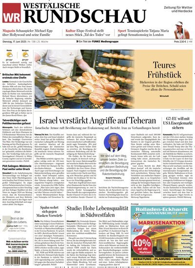 Titelbild der Ausgabe 138/2025 von Westfälische Rundschau Wetter. Diese Zeitschrift und viele weitere Zeitungsabos als Abo oder epaper bei United Kiosk online kaufen.