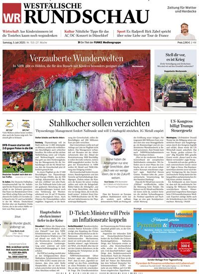 Titelbild der Ausgabe 153/2025 von Westfälische Rundschau Wetter. Diese Zeitschrift und viele weitere Zeitungsabos als Abo oder epaper bei United Kiosk online kaufen.