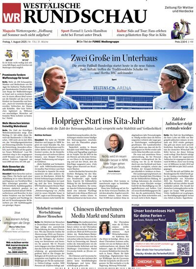 Titelbild der Ausgabe 176/2025 von Westfälische Rundschau Wetter. Diese Zeitschrift und viele weitere Zeitungsabos als Abo oder epaper bei United Kiosk online kaufen.