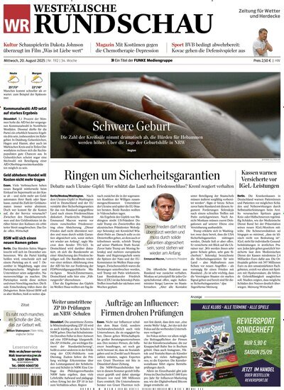 Titelbild der Ausgabe 192/2025 von Westfälische Rundschau Wetter. Diese Zeitschrift und viele weitere Zeitungsabos als Abo oder epaper bei United Kiosk online kaufen.