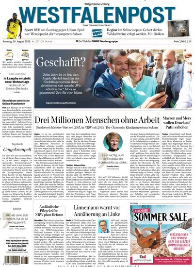 Titelbild der Ausgabe 201/2025 von Westfalenpost Bad Berleburg Wittgenstein. Diese Zeitschrift und viele weitere Zeitungsabos als Abo oder epaper bei United Kiosk online kaufen.