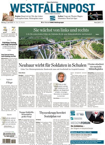 Titelbild der Ausgabe 126/2025 von Westfalenpost Balve. Diese Zeitschrift und viele weitere Zeitungsabos als Abo oder epaper bei United Kiosk online kaufen.