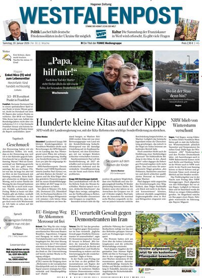 Titelbild der Ausgabe 8/2026 von Westfalenpost Hagen Süd. Diese Zeitschrift und viele weitere Zeitungsabos als Abo oder epaper bei United Kiosk online kaufen.