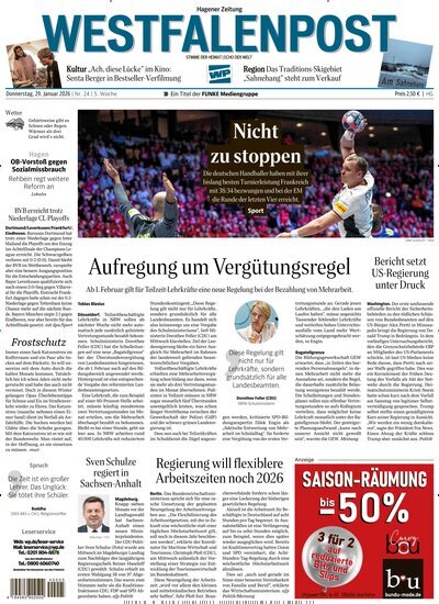Titelbild der Ausgabe 24/2026 von Westfalenpost Hagen Süd. Diese Zeitschrift und viele weitere Zeitungsabos als Abo oder epaper bei United Kiosk online kaufen.