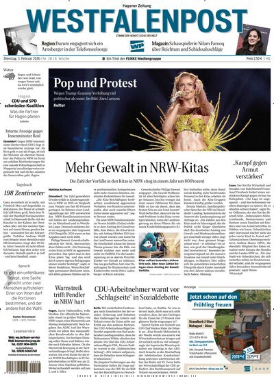 Titelbild der Ausgabe 28/2026 von Westfalenpost Hagen Süd. Diese Zeitschrift und viele weitere Zeitungsabos als Abo oder epaper bei United Kiosk online kaufen.