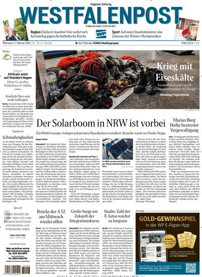 Titelbild der Ausgabe 29/2026 von Westfalenpost Hagen Süd. Diese Zeitschrift und viele weitere Zeitungsabos als Abo oder epaper bei United Kiosk online kaufen.