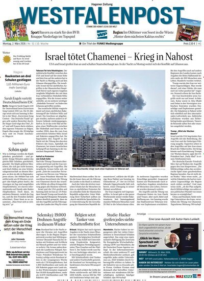 Titelbild der Ausgabe 51/2026 von Westfalenpost Hagen Süd. Diese Zeitschrift und viele weitere Zeitungsabos als Abo oder epaper bei United Kiosk online kaufen.