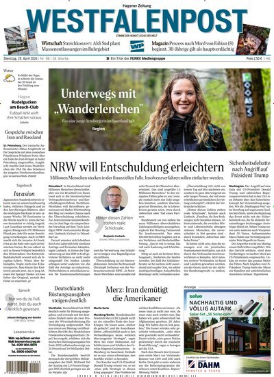 Titelbild der Ausgabe 98/2026 von Westfalenpost Hagen Süd. Diese Zeitschrift und viele weitere Zeitungsabos als Abo oder epaper bei United Kiosk online kaufen.