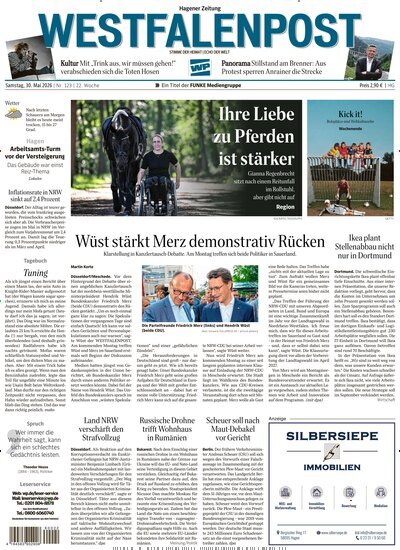 Titelbild der Ausgabe 123/2026 von Westfalenpost Hagen Süd. Diese Zeitschrift und viele weitere Zeitungsabos als Abo oder epaper bei United Kiosk online kaufen.