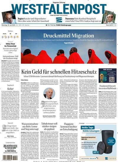 Titelbild der Ausgabe 160/2026 von Westfalenpost Hagen Süd. Diese Zeitschrift und viele weitere Zeitungsabos als Abo oder epaper bei United Kiosk online kaufen.