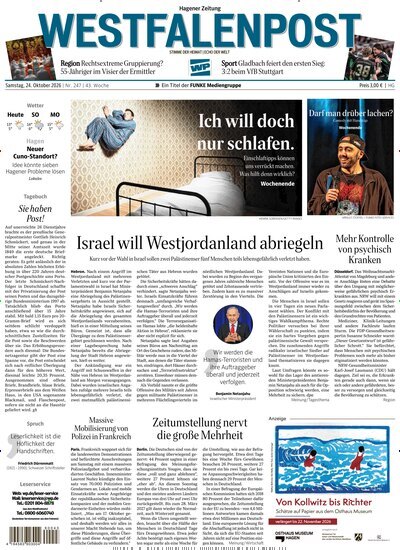 Titelbild der Ausgabe 247/2026 von Westfalenpost Hagen Süd. Diese Zeitschrift und viele weitere Zeitungsabos als Abo oder epaper bei United Kiosk online kaufen.
