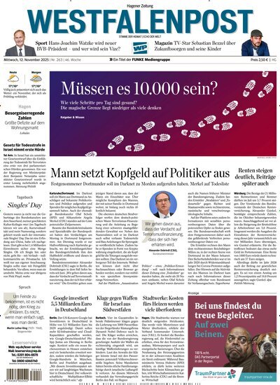 Titelbild der Ausgabe 262/2025 von Westfalenpost Hagen Süd. Diese Zeitschrift und viele weitere Zeitungsabos als Abo oder epaper bei United Kiosk online kaufen.