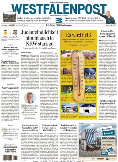Titelbild der Ausgabe 149/2025 von Westfalenpost Siegen. Diese Zeitschrift und viele weitere Zeitungsabos als Abo oder epaper bei United Kiosk online kaufen.