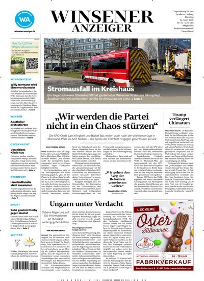 Titelbild der Ausgabe 70/2026 von Winsener Anzeiger. Diese Zeitschrift und viele weitere Zeitungsabos als Abo oder epaper bei United Kiosk online kaufen.