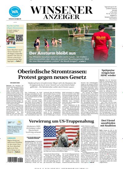 Titelbild der Ausgabe 102/2026 von Winsener Anzeiger. Diese Zeitschrift und viele weitere Zeitungsabos als Abo oder epaper bei United Kiosk online kaufen.