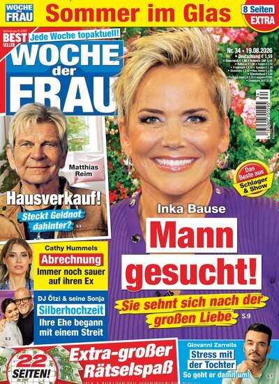 Titelbild der Ausgabe 34/2026 von Woche der Frau. Diese Zeitschrift und viele weitere Frauenzeitschriften als Abo oder epaper bei United Kiosk online kaufen.