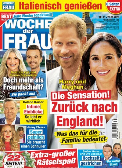 Titelbild der Ausgabe 35/2026 von Woche der Frau. Diese Zeitschrift und viele weitere Frauenzeitschriften als Abo oder epaper bei United Kiosk online kaufen.
