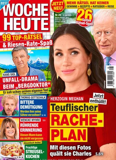 Titelbild der Ausgabe 28/2025 von Woche Heute. Diese Zeitschrift und viele weitere Frauenzeitschriften als Abo oder epaper bei United Kiosk online kaufen.