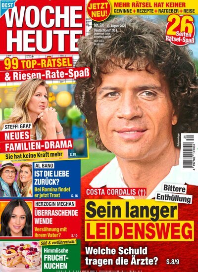 Titelbild der Ausgabe 34/2025 von Woche Heute. Diese Zeitschrift und viele weitere Frauenzeitschriften als Abo oder epaper bei United Kiosk online kaufen.