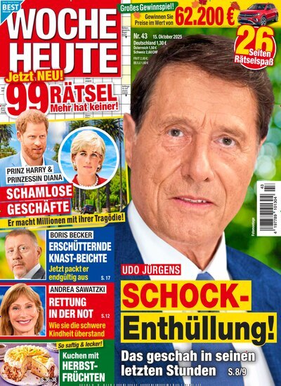 Titelbild der Ausgabe 43/2025 von Woche Heute. Diese Zeitschrift und viele weitere Frauenzeitschriften als Abo oder epaper bei United Kiosk online kaufen.